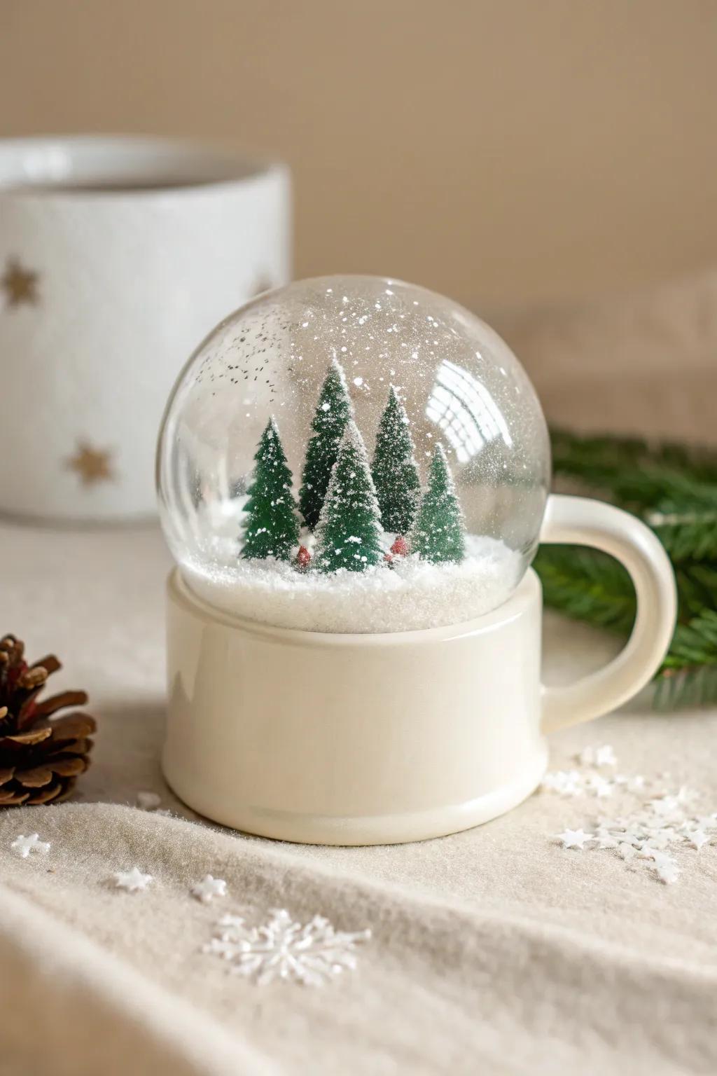 Shake up the holidays with a snow globe mug that brings a blizzard of joy to your warm sips!