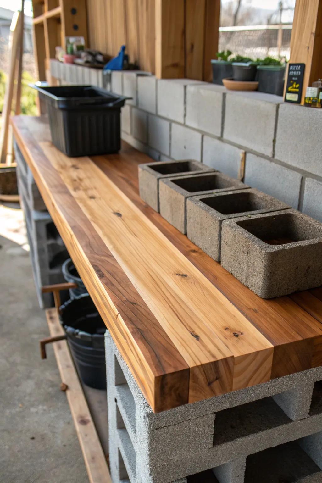 Elevate your gardening game with a handcrafted cinder block potting station.