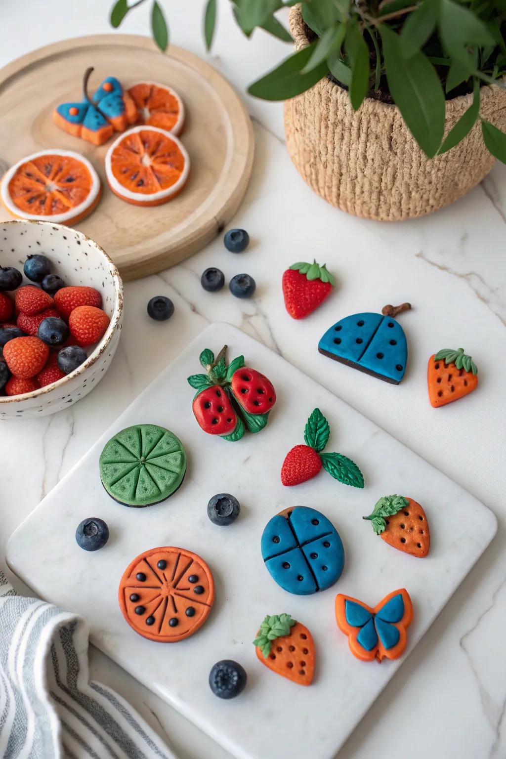 Add a playful touch to your kitchen with these vibrant, handcrafted clay magnets!