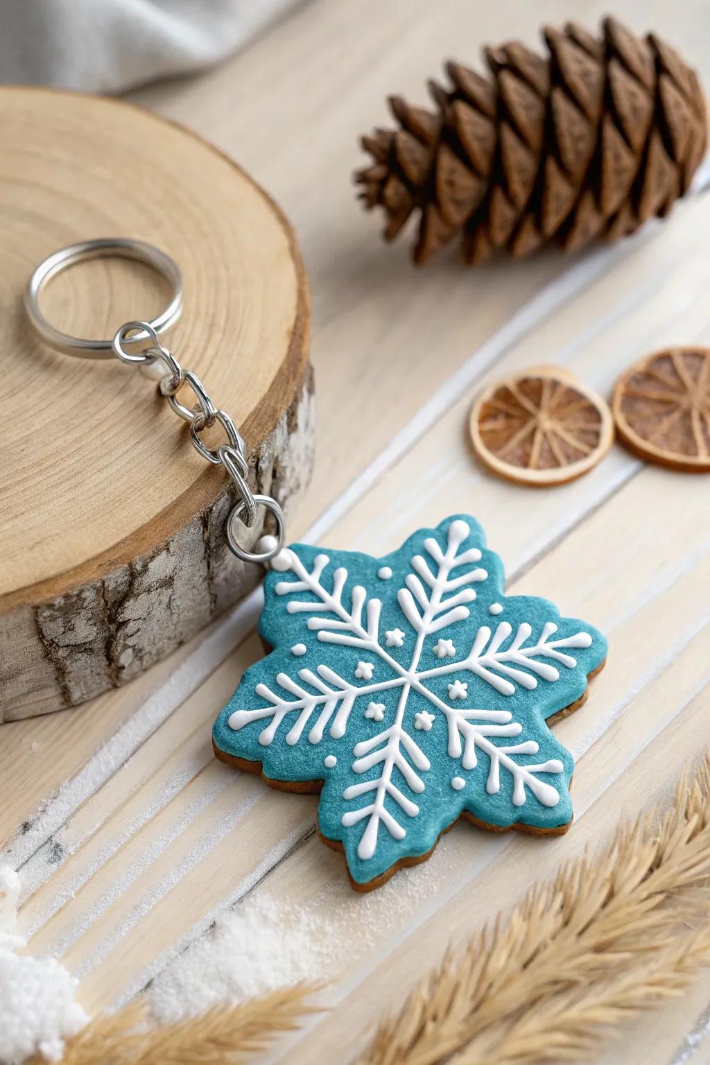 Add a touch of seasonal magic to your keys with this exquisite snowflake clay keychain, where minimalist elegance meets bold color.
