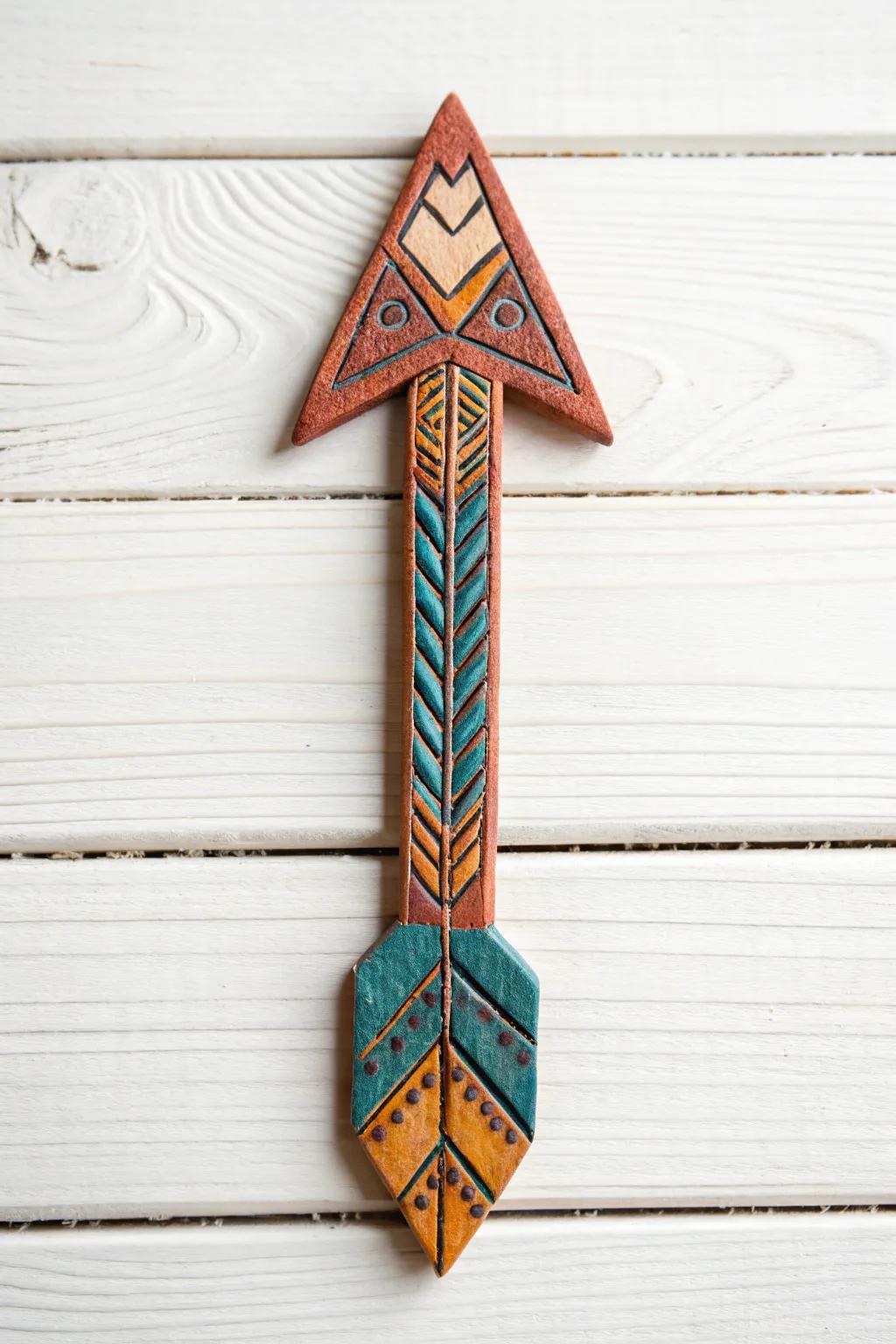 Add a touch of boho chic to your decor with these handcrafted clay arrow magnets!
