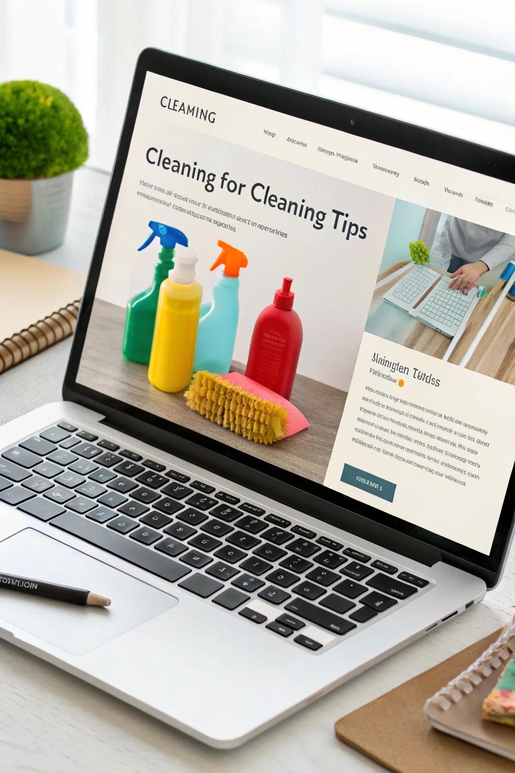 Blog page with expert cleaning tips and advice.