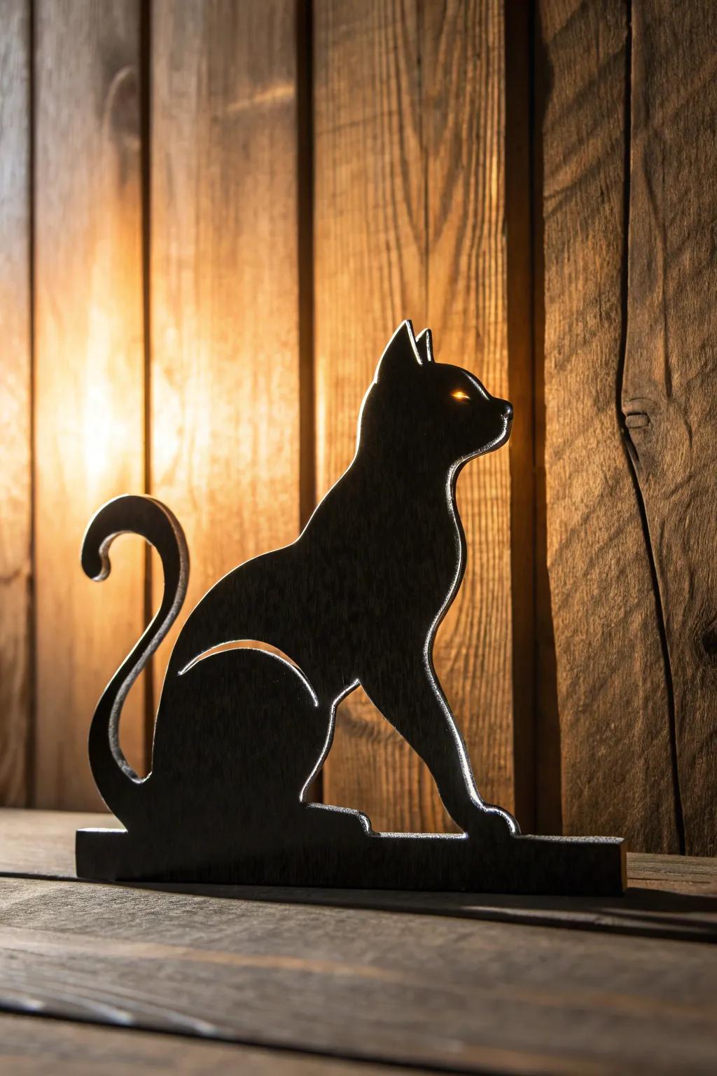 Add a touch of whimsy with this expertly crafted CNC plasma-cut cat silhouette, perfect for playful decor enthusiasts.