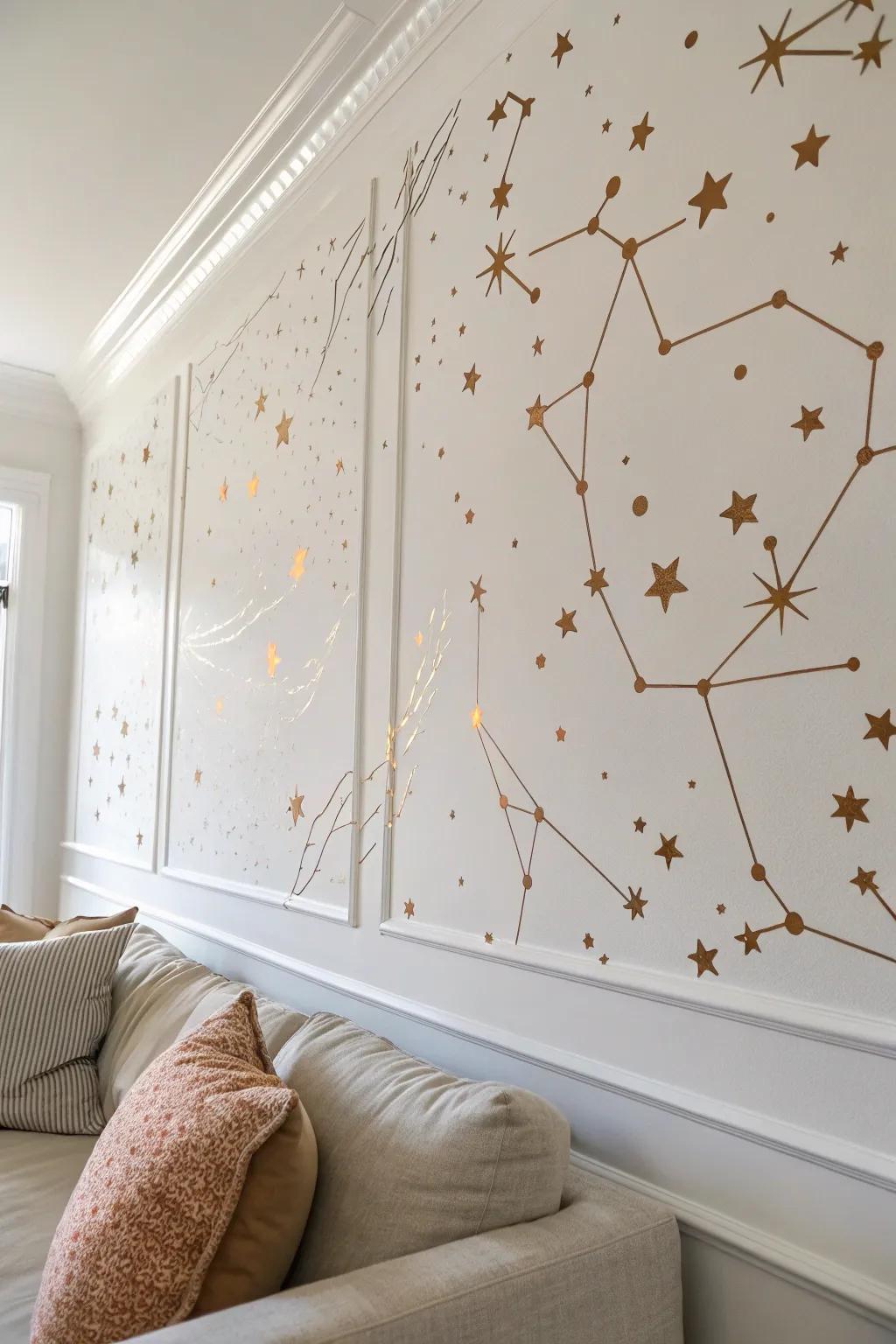 Transform your space into a celestial dreamscape with stunning constellation wall decals.