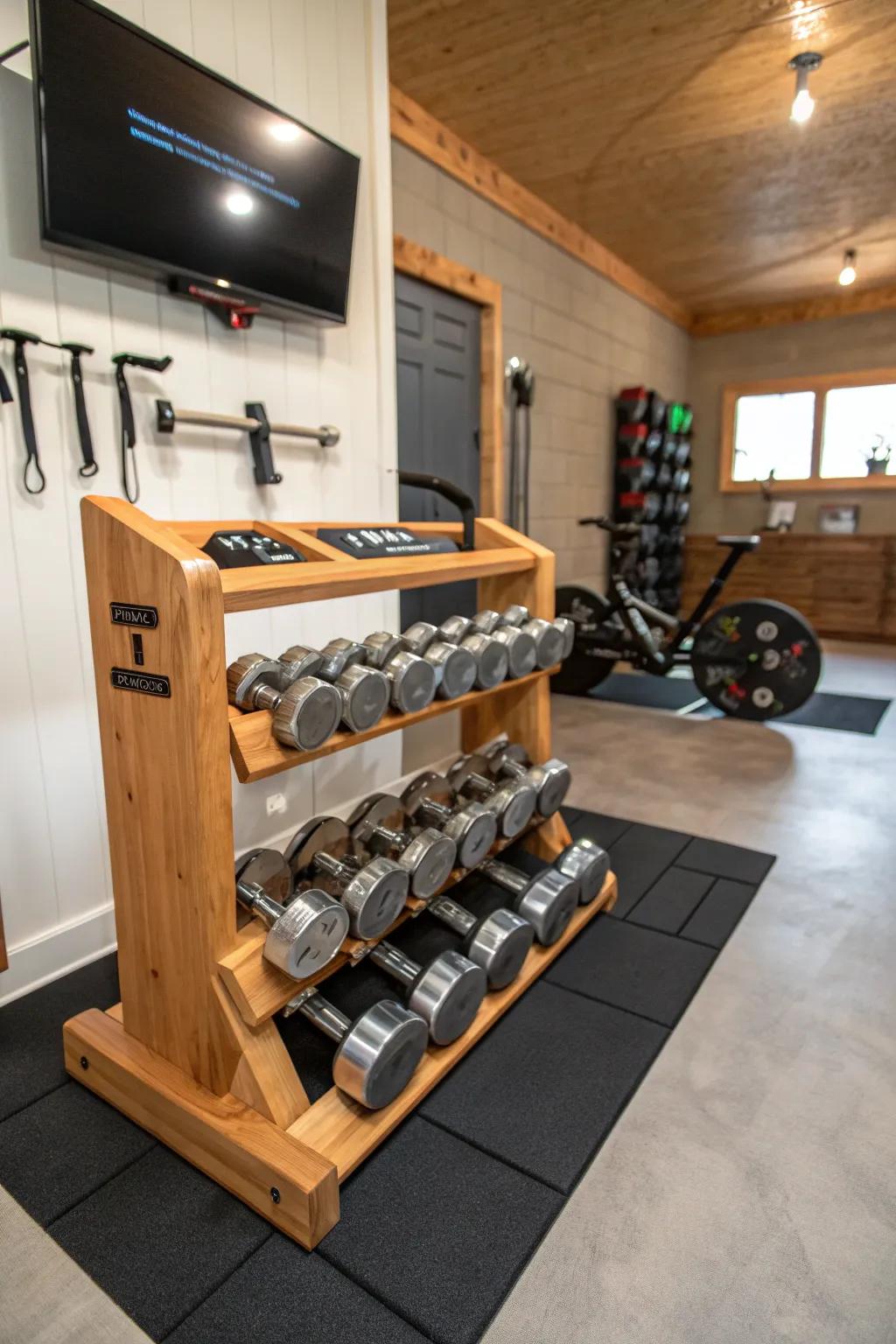 Transform your garage into the ultimate fitness retreat with a touch of craftsmanship.