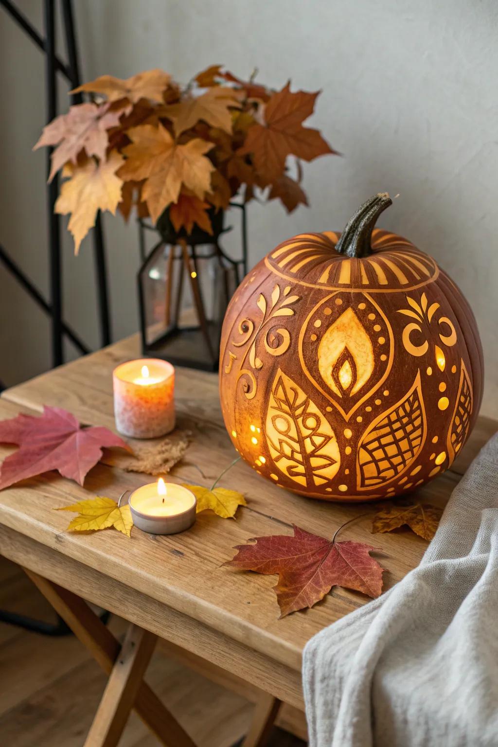 Illuminate your autumn evenings with a charming rustic pumpkin lantern, crafted with love and artistry.