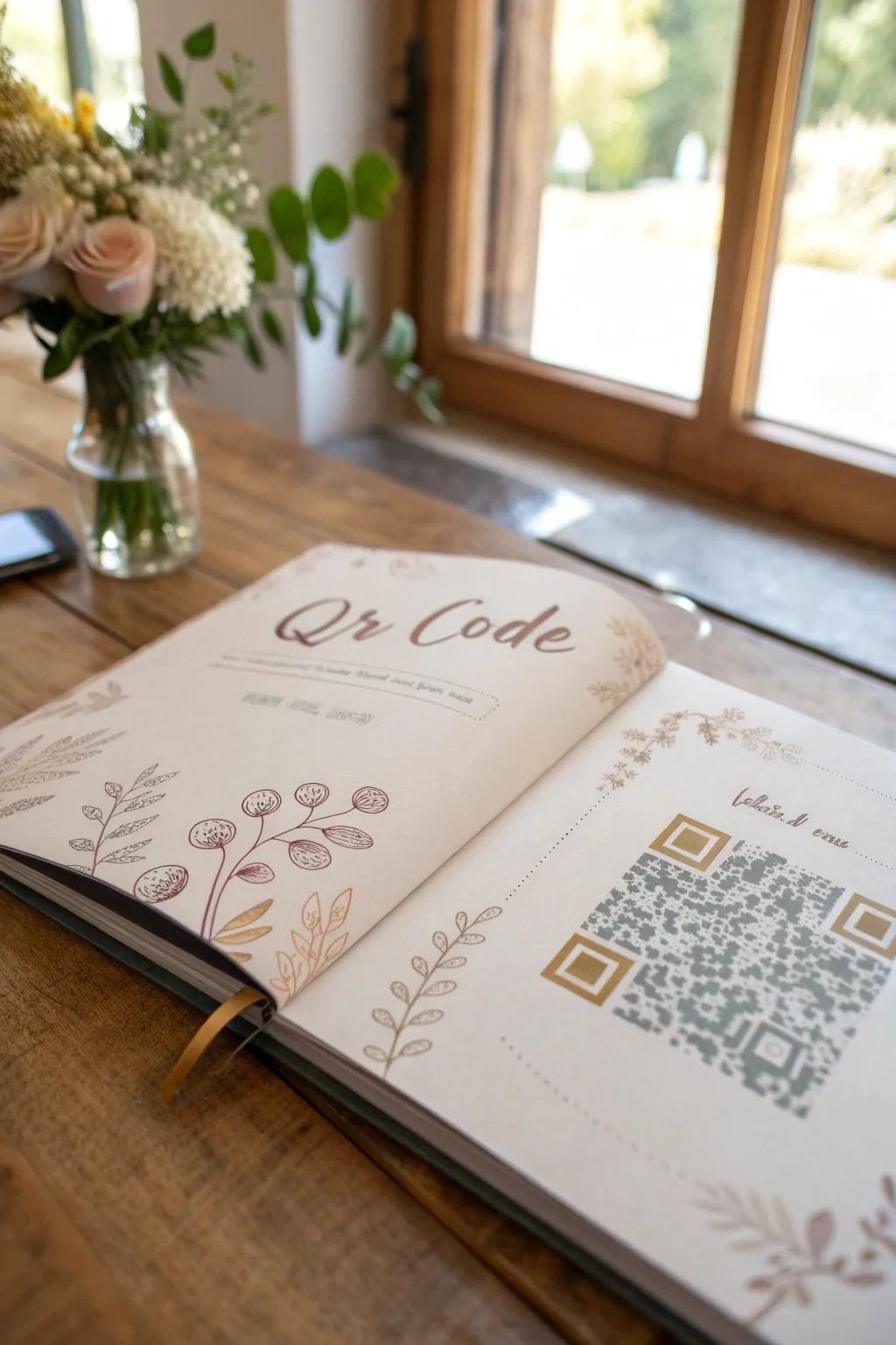 Unlock memories with a modern twist: QR code surprises in your scrapbook.