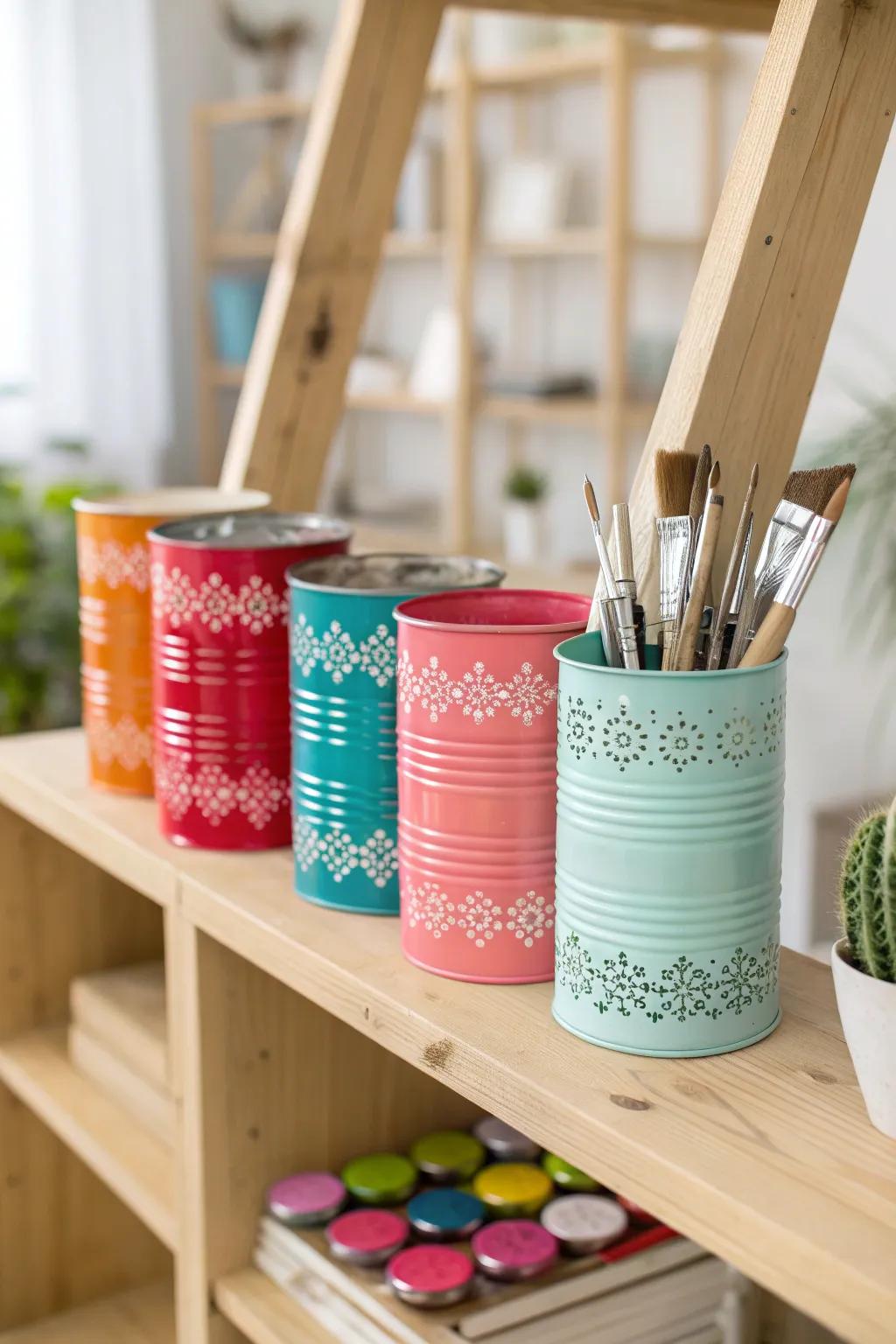Transform your old tin cans into chic paint storage with a splash of creativity and color!