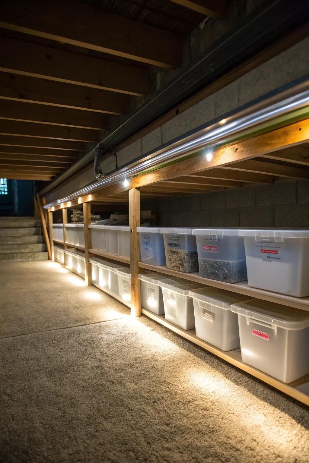 Keep things tidy with under-shelf lighting.