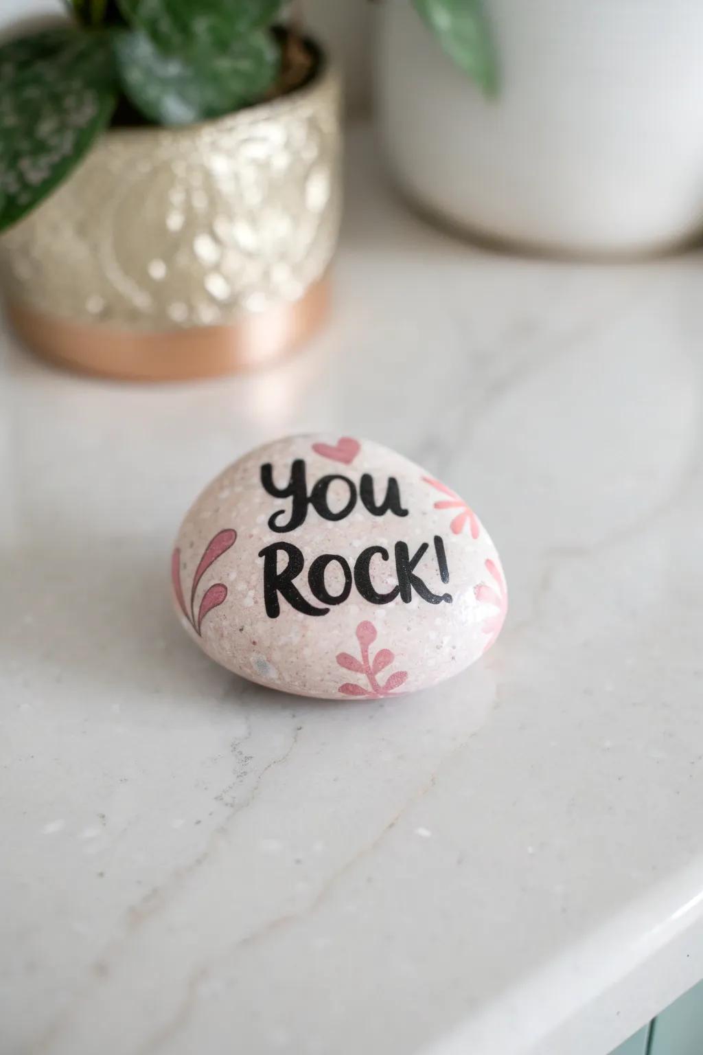 Add a smile to someone's day with a playful 'You rock!' kindness rock.
