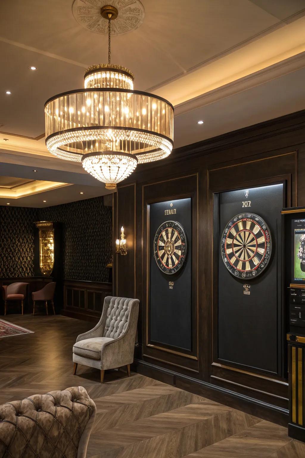 Luxury lighting can transform your dart room into a sophisticated space.