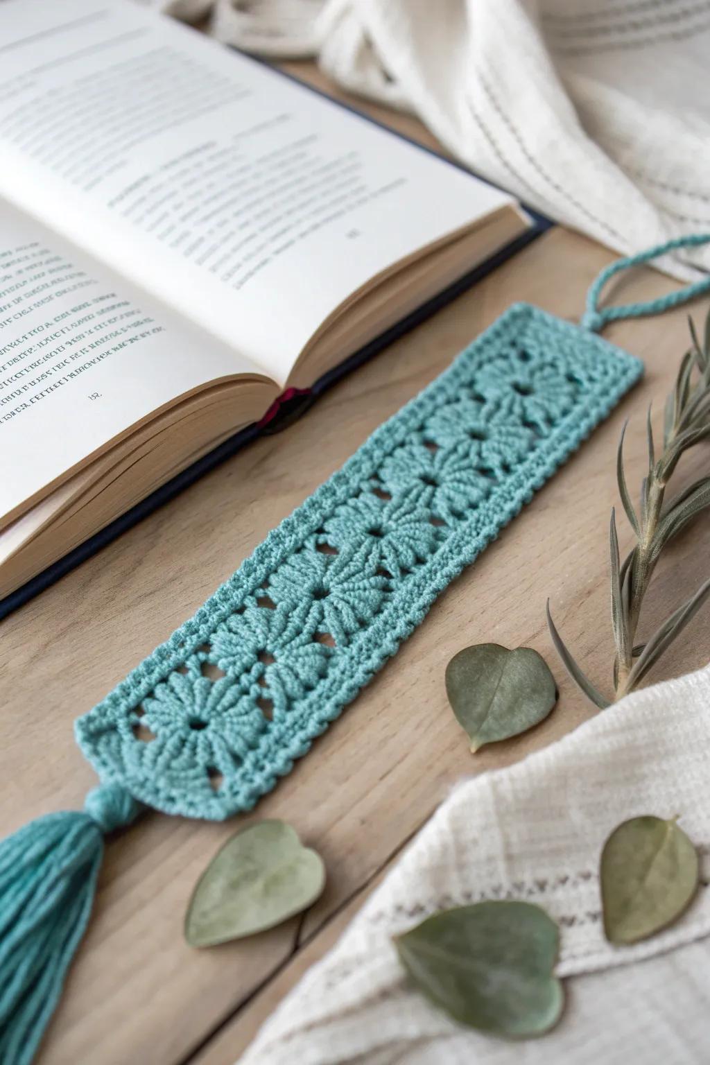 Add a touch of handmade elegance to your reading with this beautiful crocheted charm bookmark.