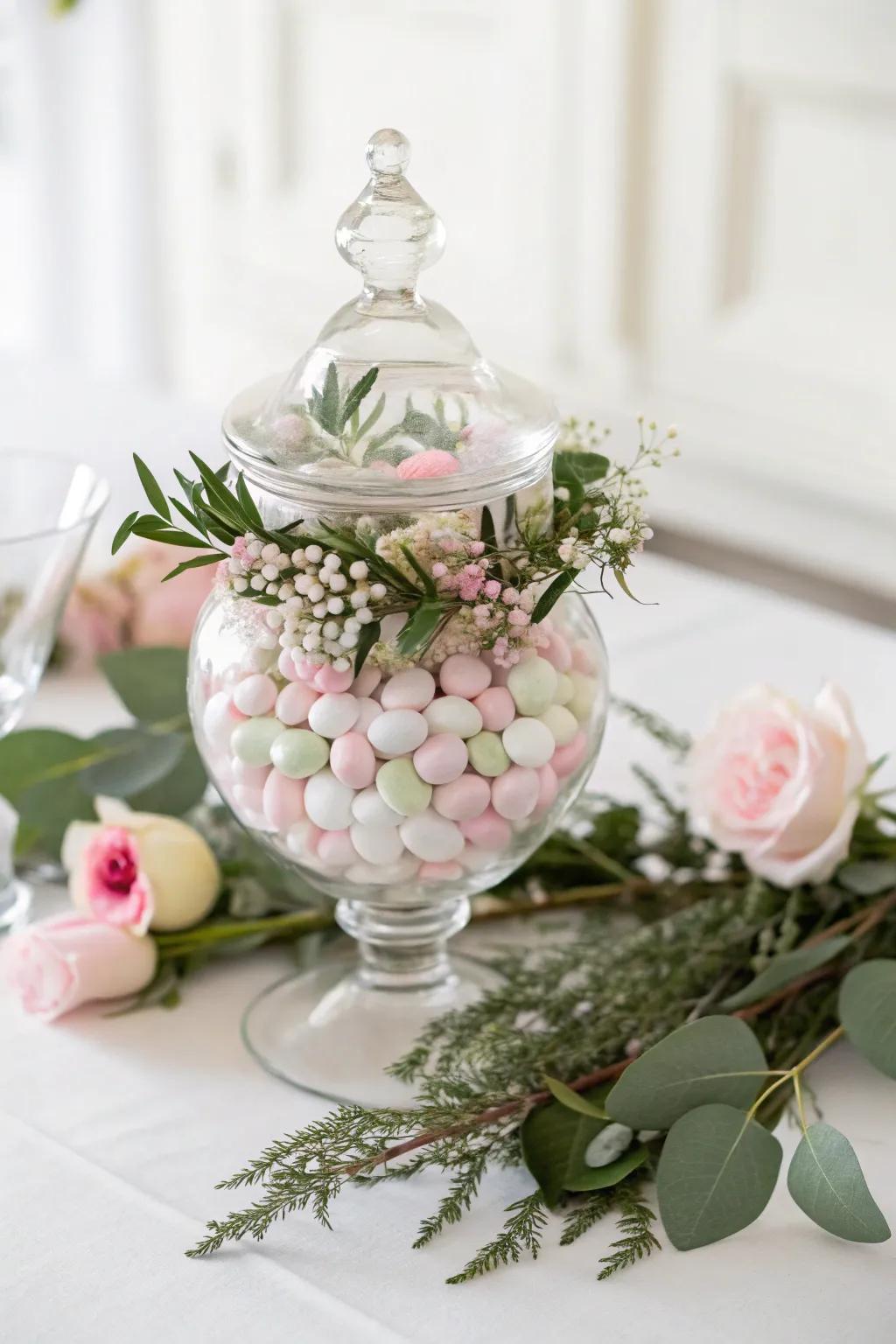 Bring the freshness of spring indoors with a garden-inspired candy jar creation.