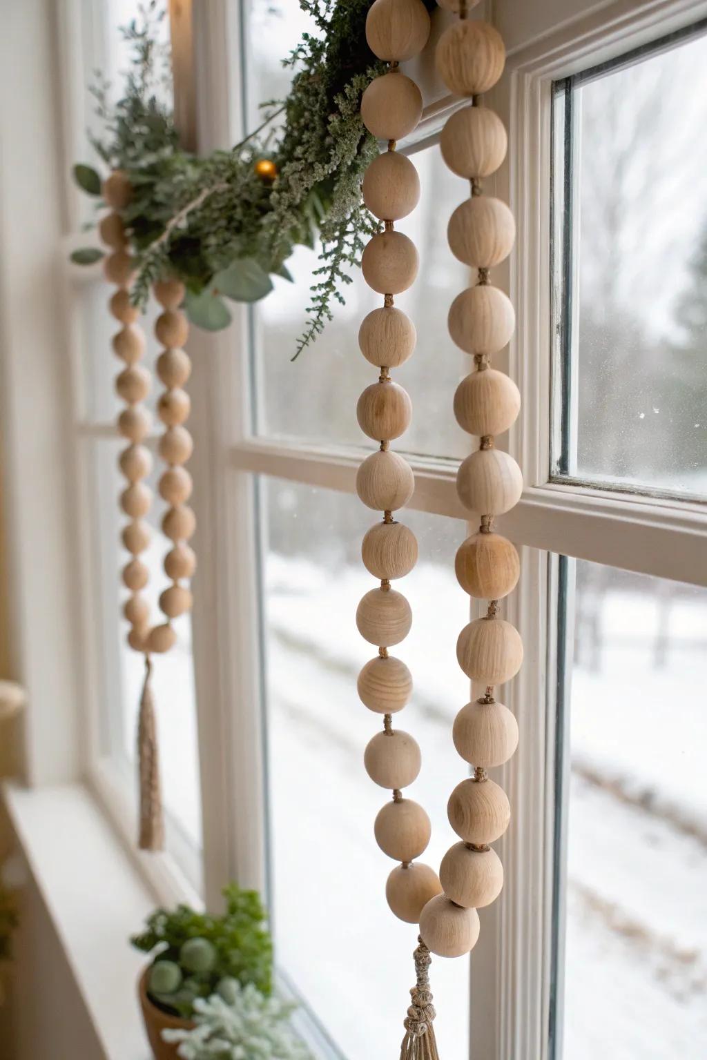 Embrace the season with the understated elegance of a wooden bead garland. Perfect for a serene, minimalist holiday aesthetic.
