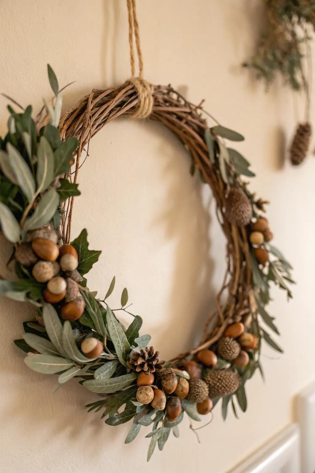 Embrace the season's tranquility with a handmade wreath inspired by nature's own palette.