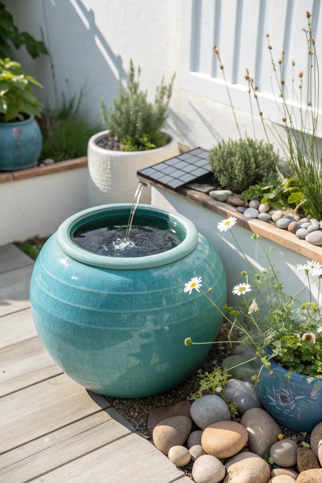 Harness the sun's power with a stunning solar-powered pond, where sustainability meets Scandinavian elegance.