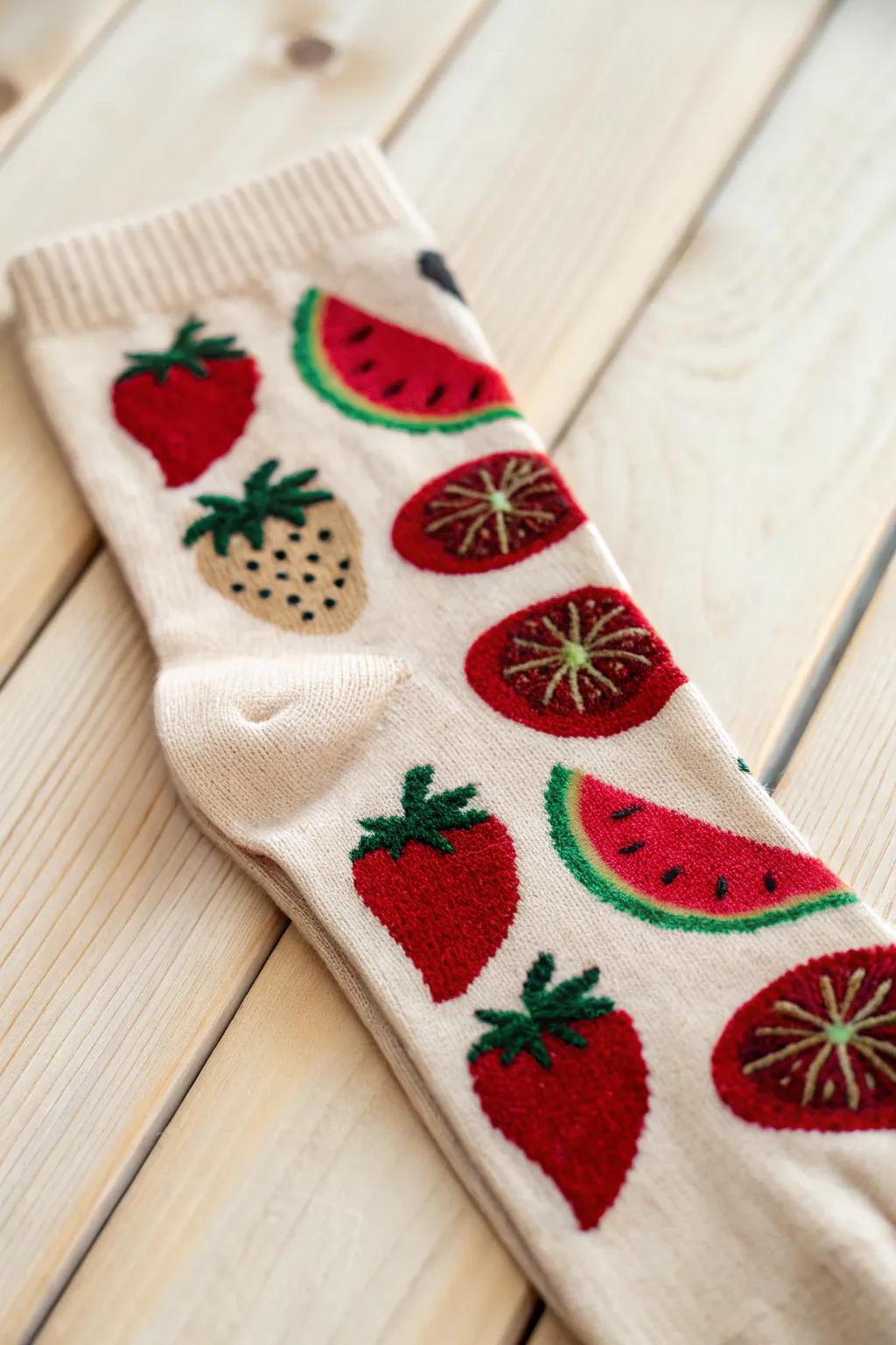 Step into a Fruit Fiesta with these vibrant DIY socks—perfect for a splash of summer fun!