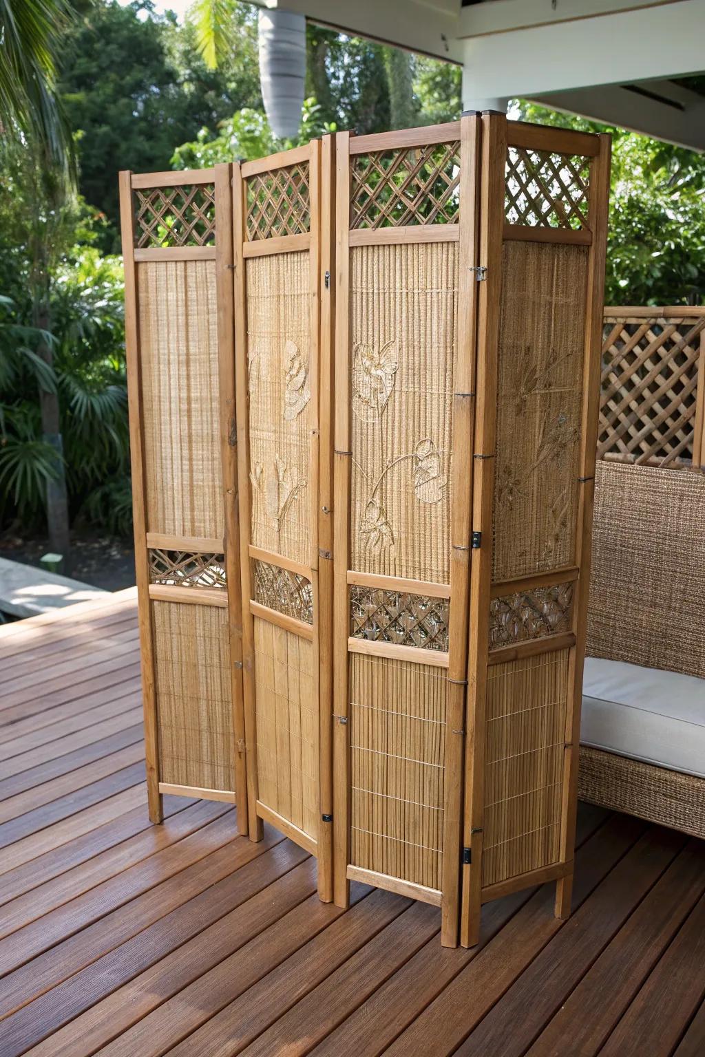 Transform your deck into a private oasis with handcrafted bamboo screen panels.