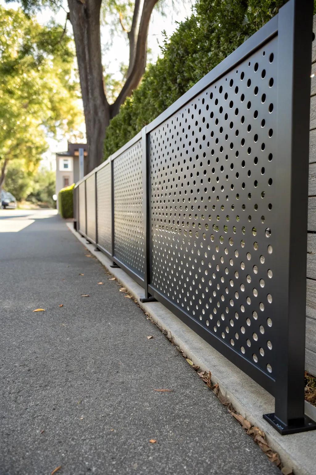 Elevate your outdoor space with the sophisticated charm of perforated metal panels.