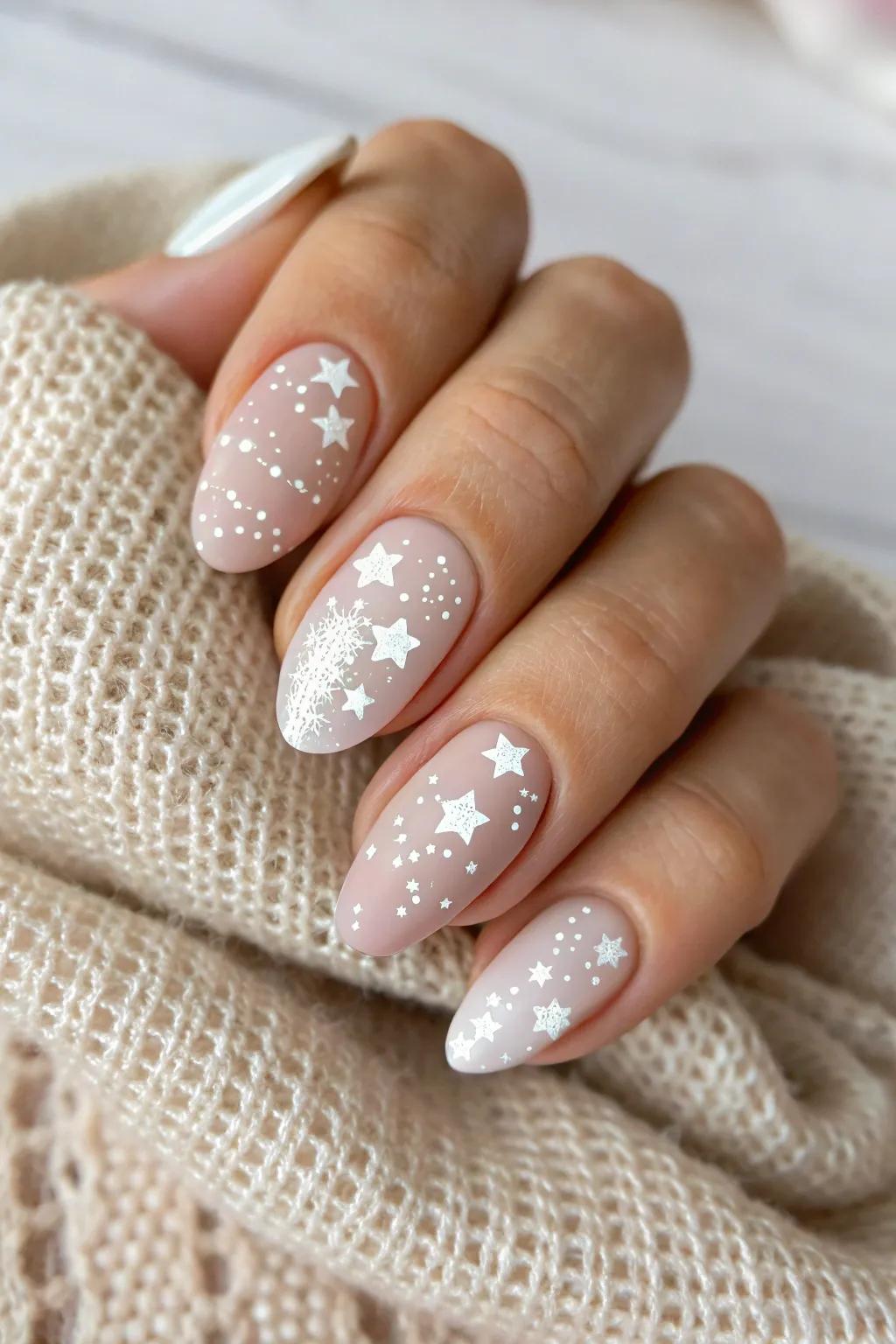 Embrace the magic of the night sky with celestial star nail art.✨