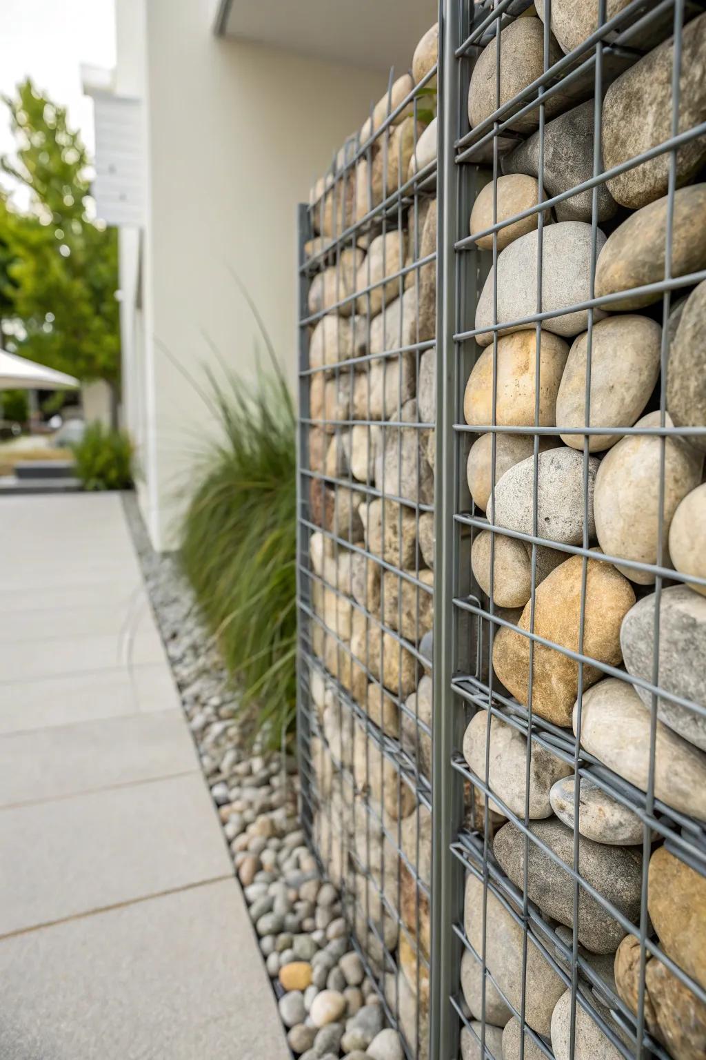 Elevate your playground with the rustic charm and modern elegance of textured gabion walls. A perfect blend of strength and style.