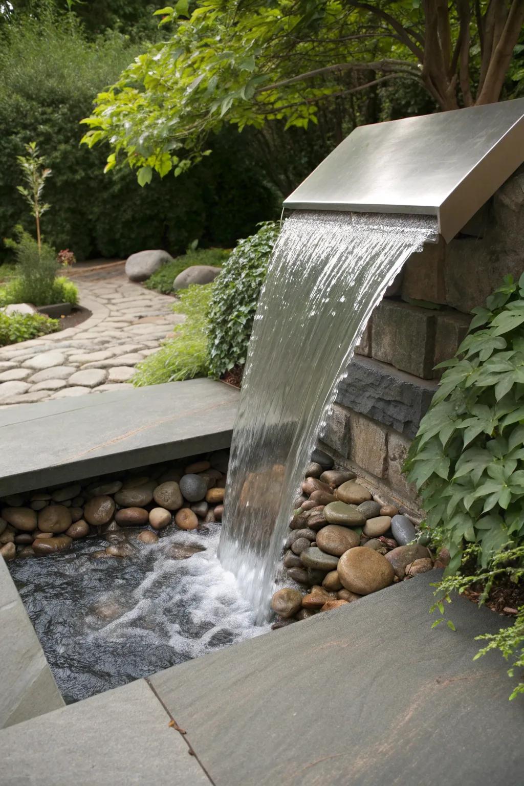 Embrace simplicity with a minimalist sheet waterfall—a perfect blend of modern design and natural beauty.