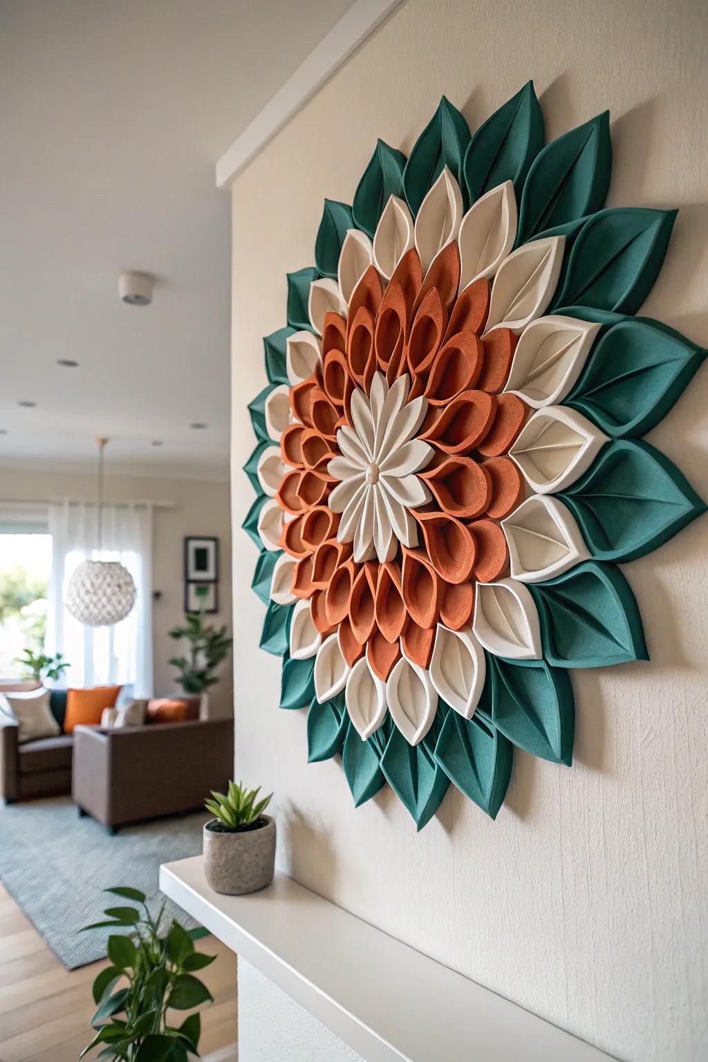 Elevate your space with this striking three-dimensional floral paper art—where minimalism meets bold beauty!