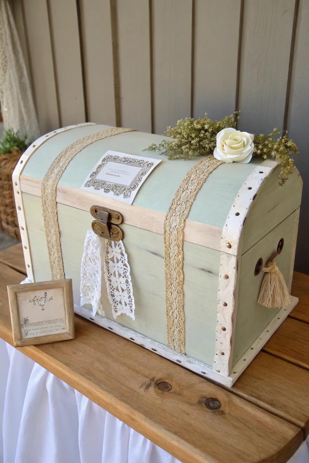 Transform an antique chest into a stunning DIY wedding card box with a touch of Scandinavian elegance and boho flair.
