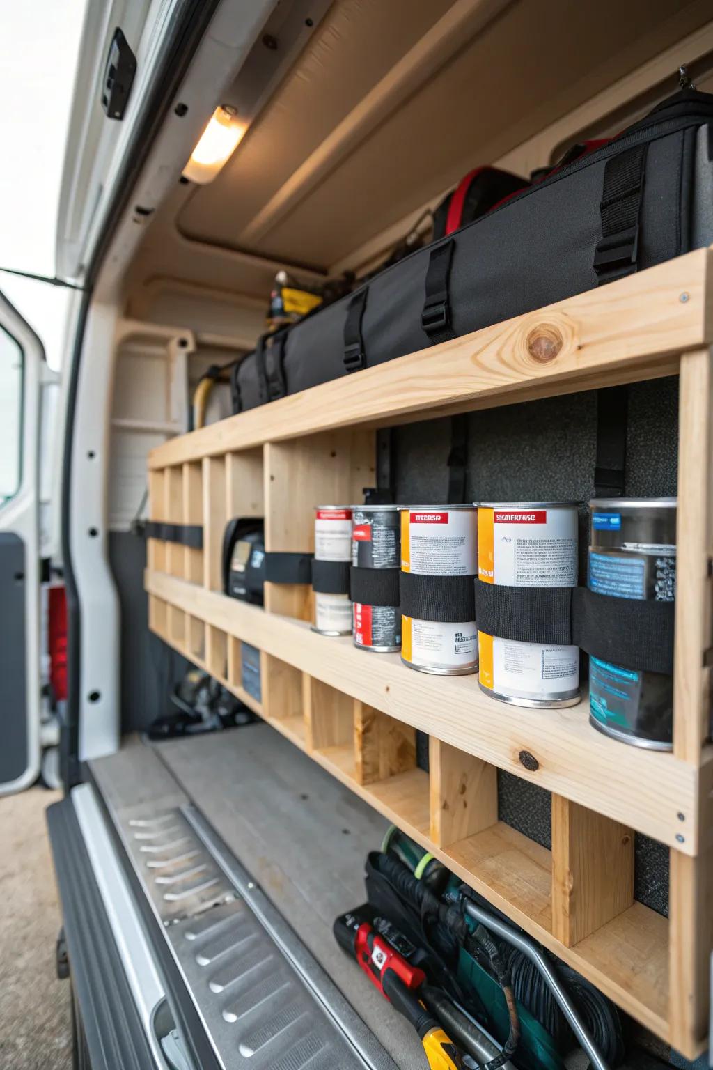 Keep it steady: Velcro straps bring order to your work van chaos.