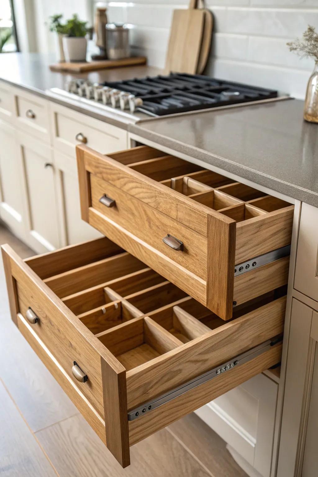 Natural wood finishes create a cozy and timeless atmosphere