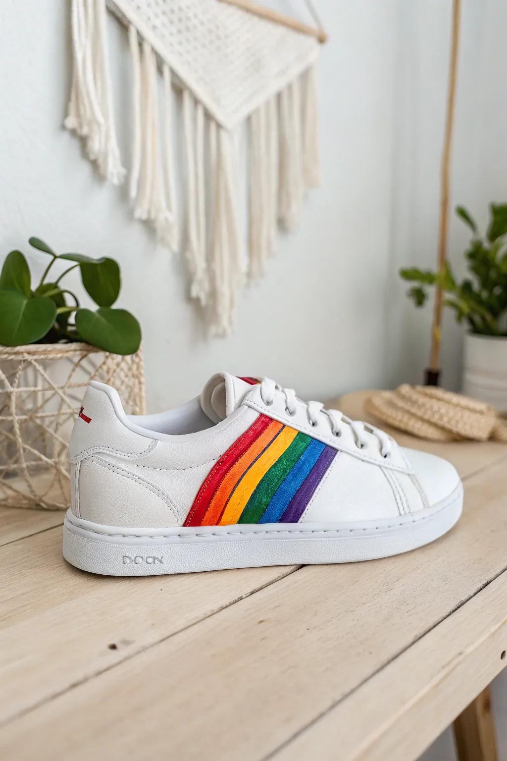 Step into happiness with every stride—embrace the joy of rainbow stripes!