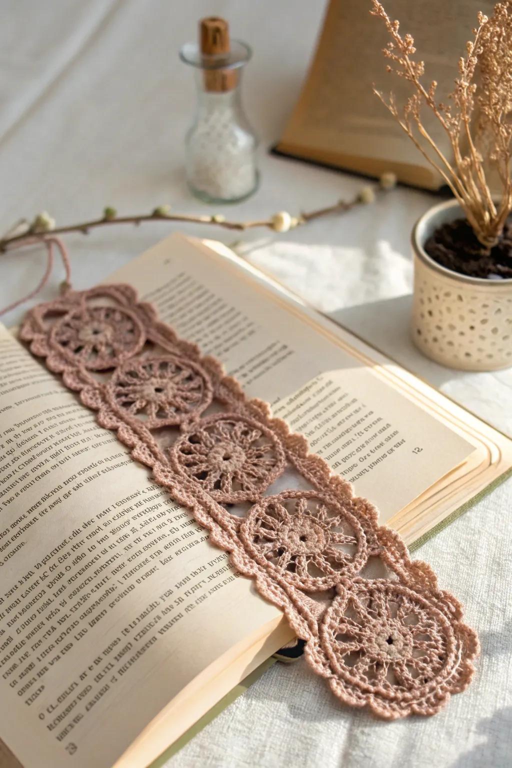 Add a touch of handcrafted charm to your reading routine with this elegant crochet bookmark.