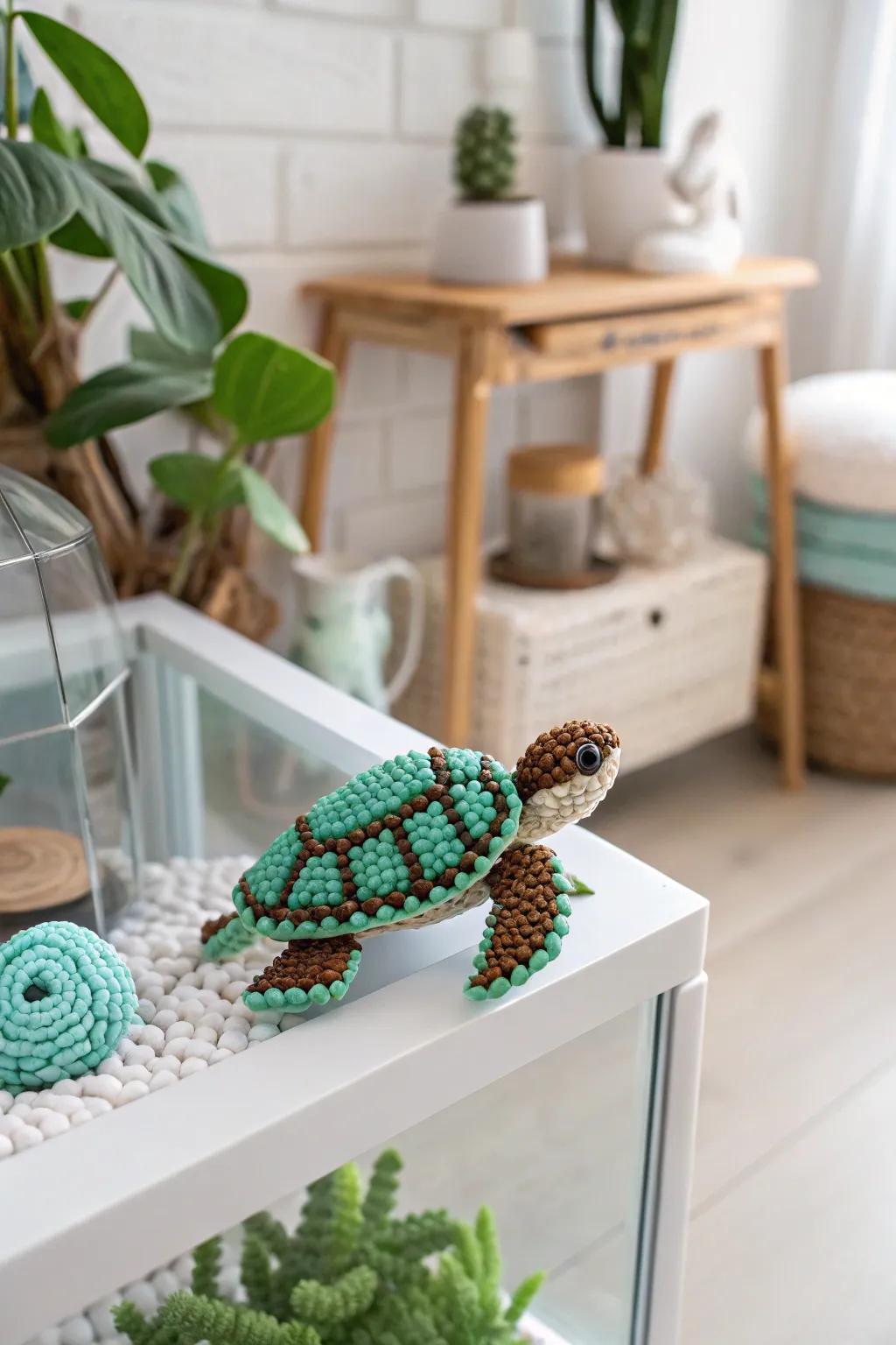 Add a touch of whimsy with this adorable mini Perler bead turtle! 🐢 #CraftingJoy #MinimalistBoho