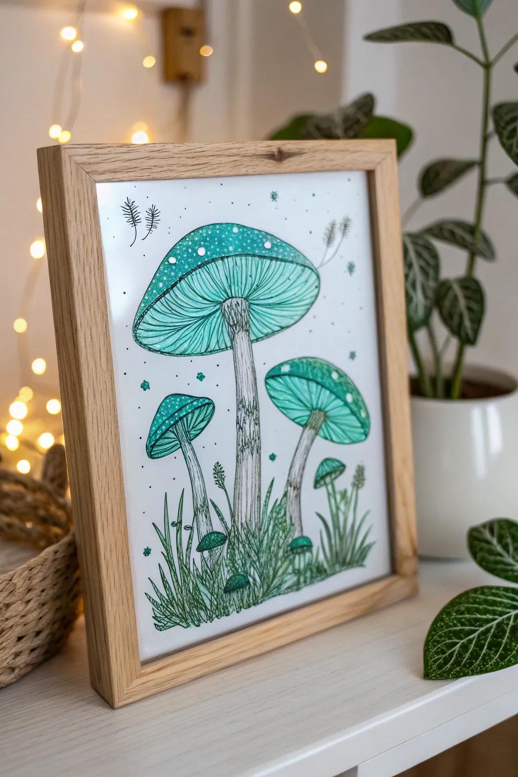 Add a touch of magic to your space with this enchanted forest dry erase board, where glowing mushrooms and twinkling lights spark your imagination!