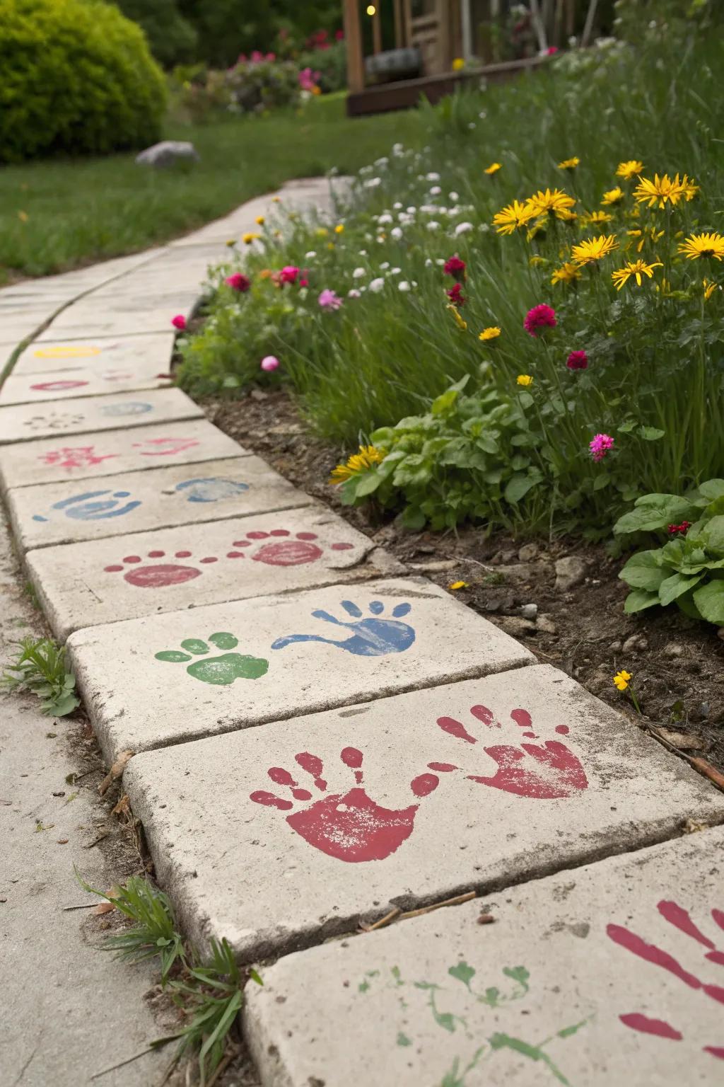 Crafting Memories: Family Handprints Embrace Nature's Beauty