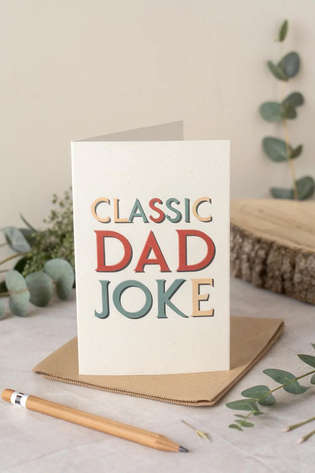 Celebrate Father's Day with a touch of humor and style. This minimalist dad joke card is sure to bring a smile!