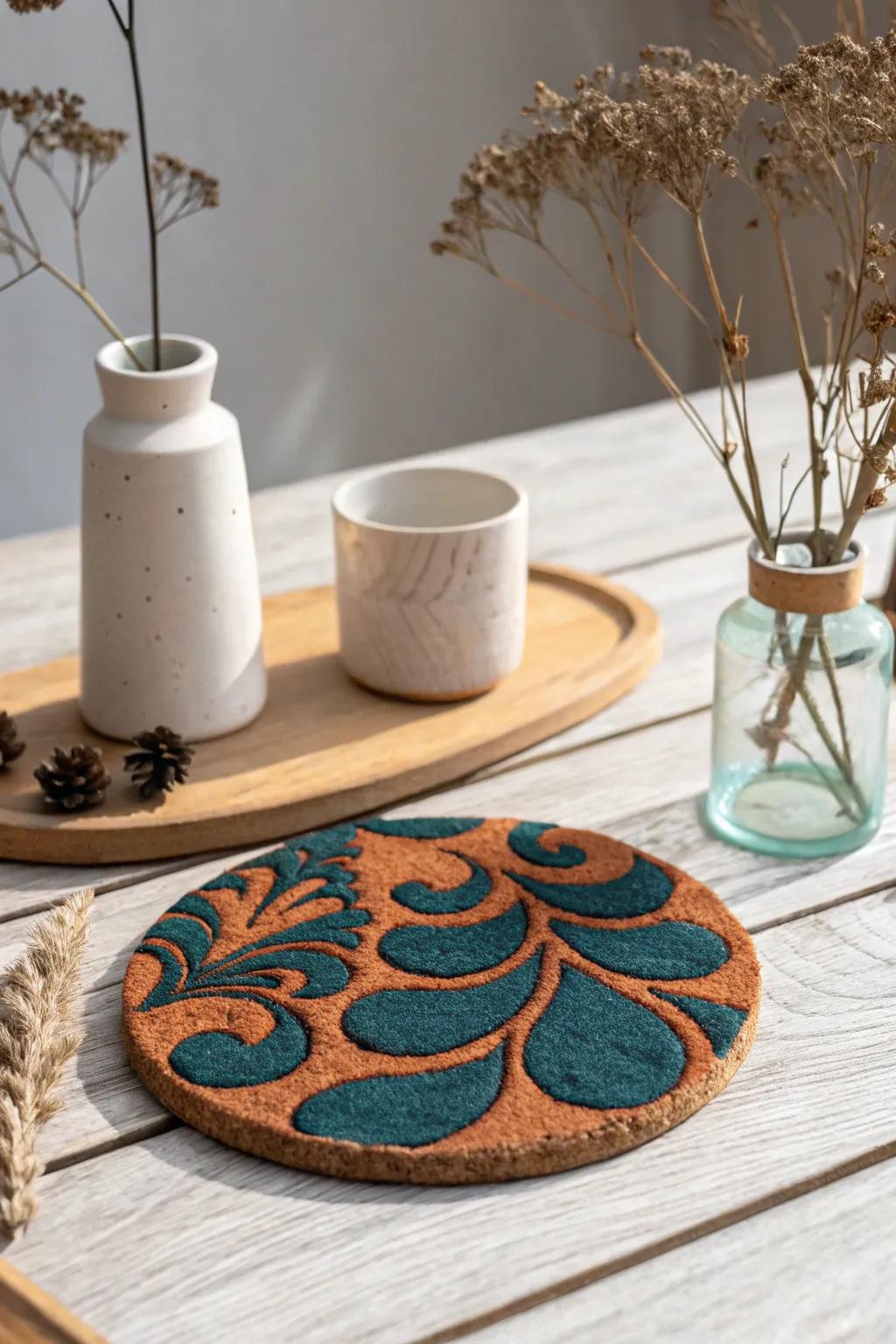 Elevate your home decor with custom foam-printed coasters that blend Scandinavian simplicity with a Boho flair.