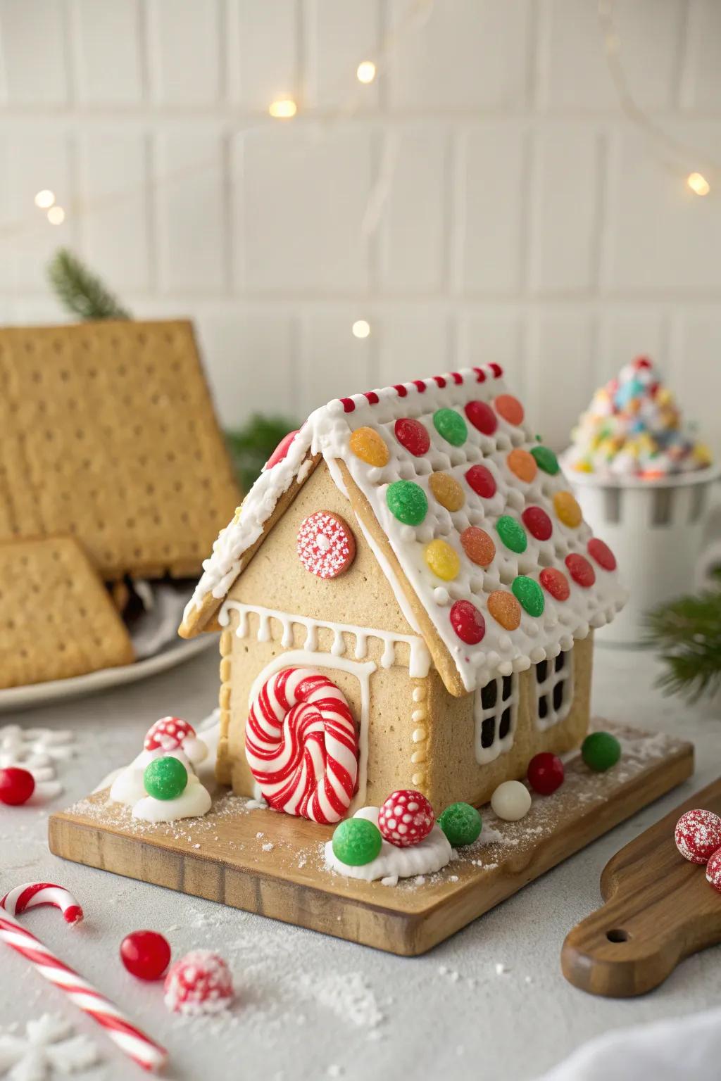 Get cozy with a charming graham cracker holiday house—a sweet craft perfect for winter afternoons!