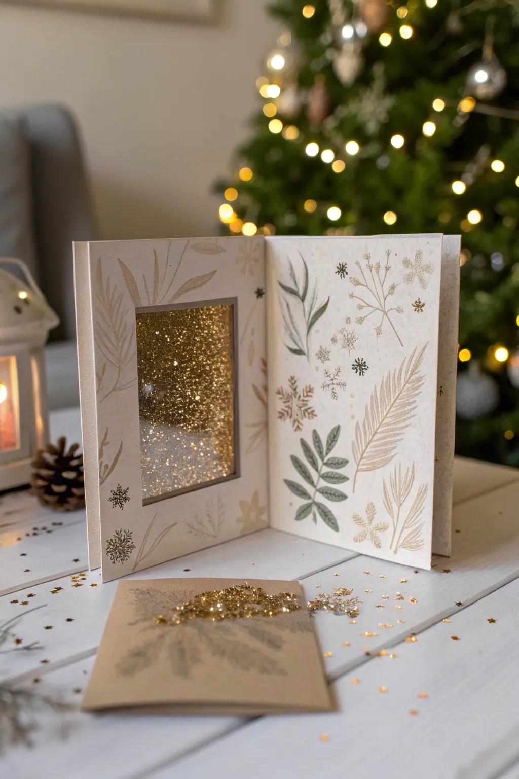 Spark joy this holiday season with DIY shaker cards that combine minimalist elegance with a sprinkle of festive glitter.