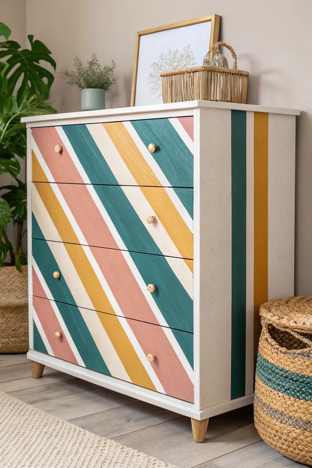 Elevate your space with bold striped designs—where minimalism meets vibrant boho charm.