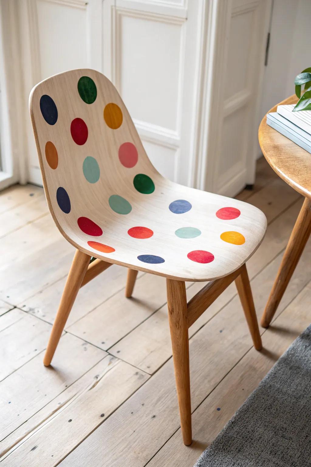 Transform your space with this whimsical polka dot chair—a perfect blend of Scandinavian minimalism and boho charm!