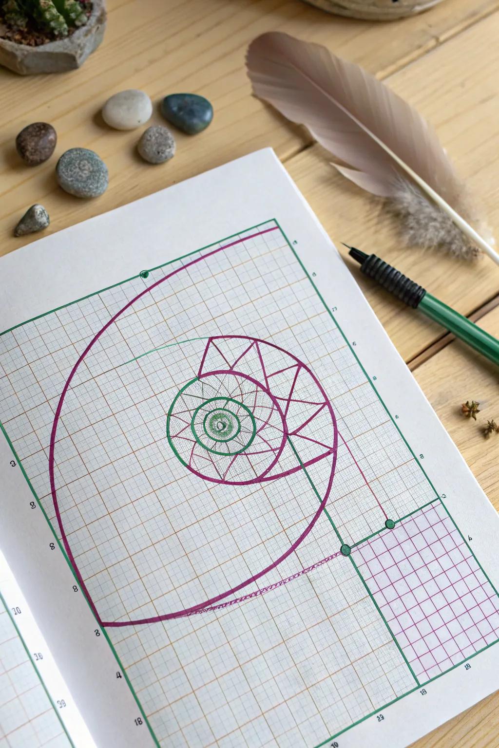 Discover the elegance of mathematics in art with this captivating Fibonacci spiral. 🌿✨