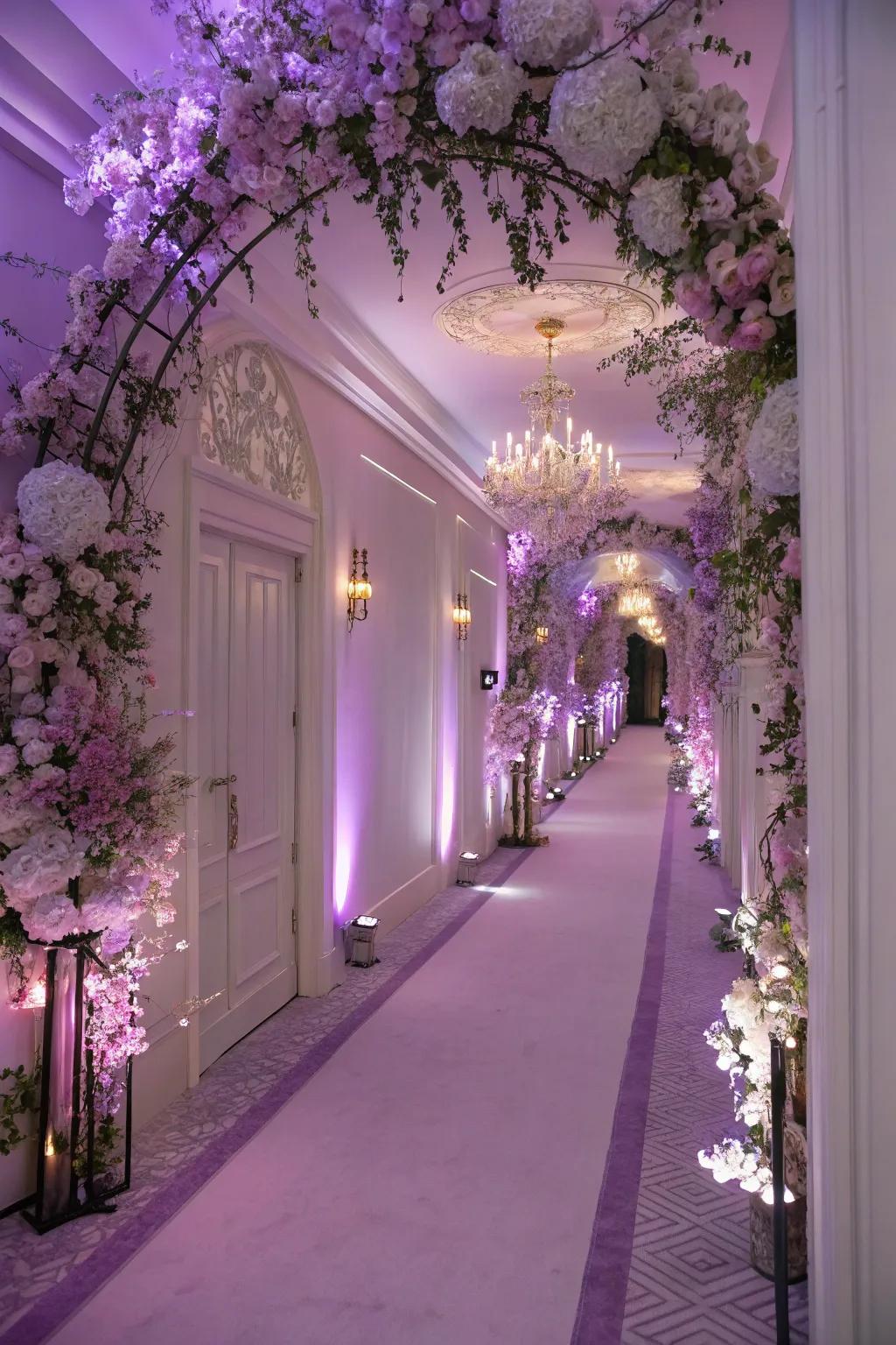 Soft lilac adds a gentle and romantic touch to hallways.