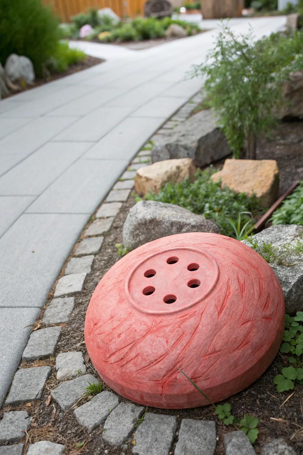 Transform your garden path with playful, hand-painted button stones for a touch of whimsy and creativity!