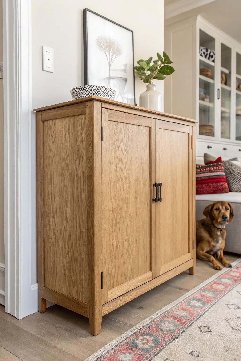 Seamless elegance meets functionality with this custom built-in dog door design. Perfect for the stylish home.
