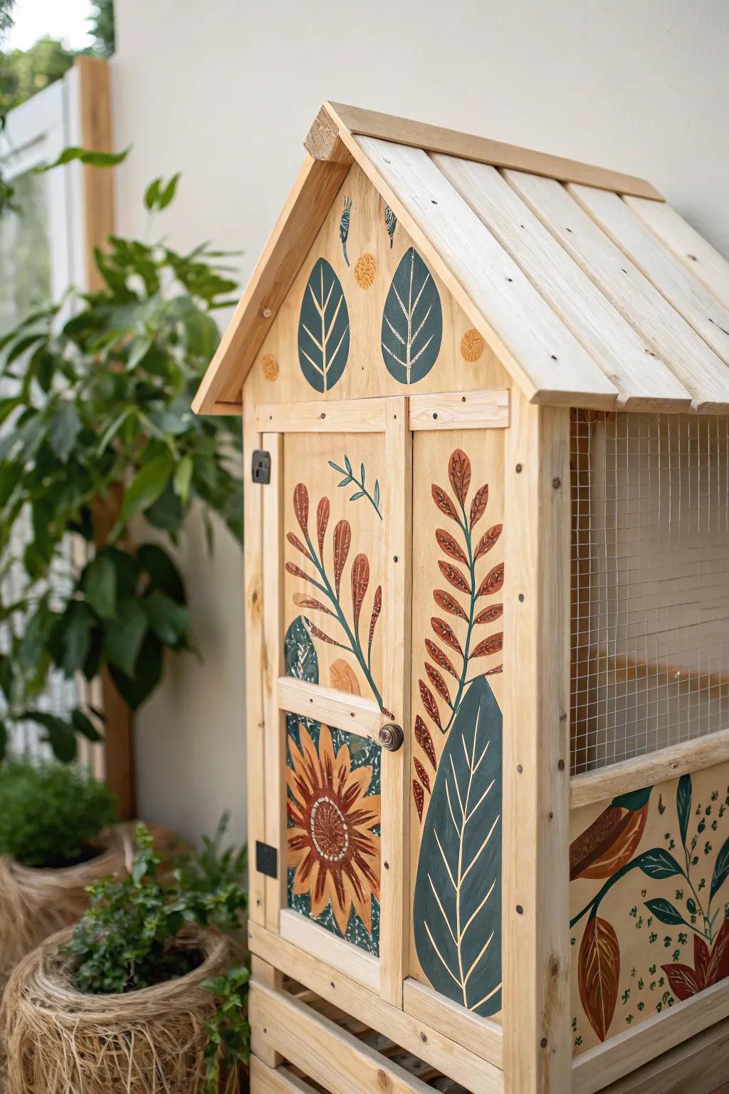 Transform your space with a touch of artistry: a handcrafted bird aviary featuring bold boho motifs.