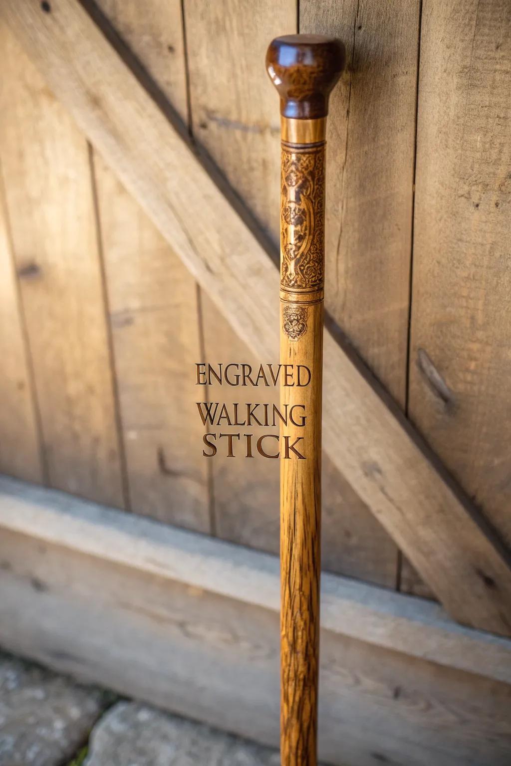 Carry wisdom with every step: A beautifully crafted walking stick with a personal touch.