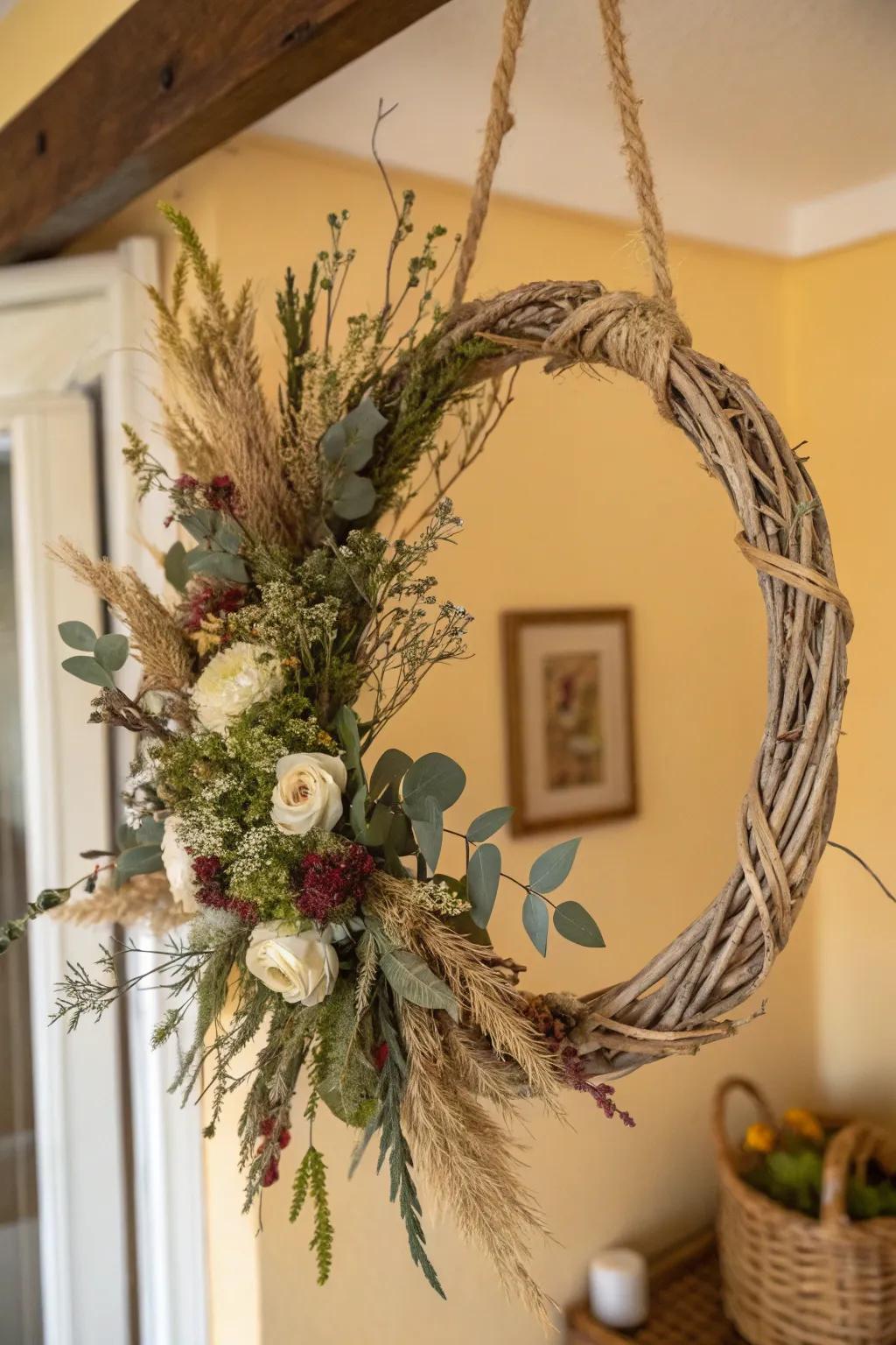 Add an earthy touch to your wreath with natural twine.