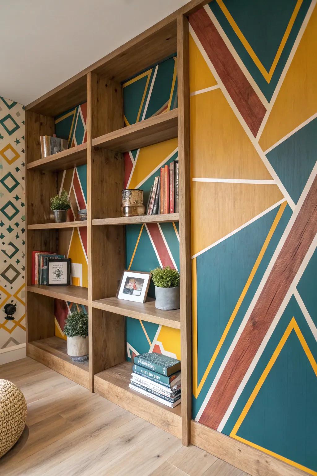Transform your bookshelves into a work of art with bold geometric patterns. A touch of modern flair for your minimalist space.