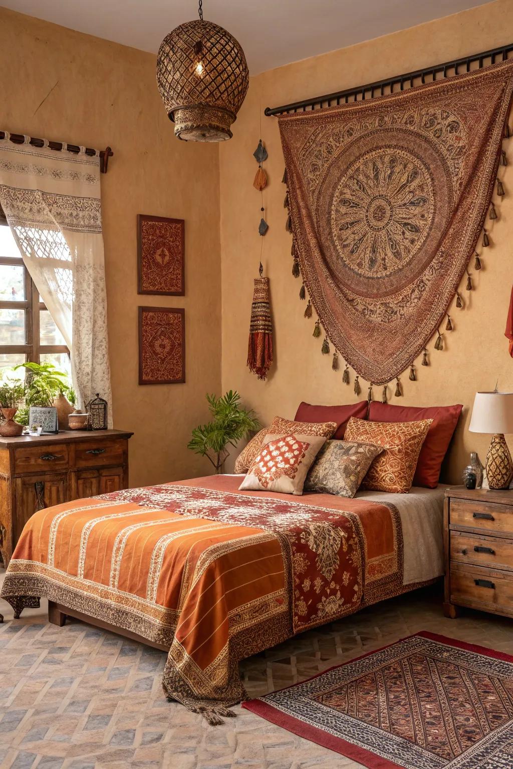 Earthy tones create a soothing and grounded environment.